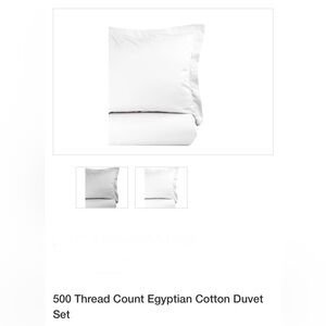 NWOT . . .  500 Thread Count Egyptian Cotton Duvet Set  |  White  |  King Size